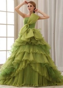 Vestido de novia verde oliva