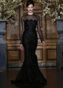 Čierne svadobné šaty Romona Keveza