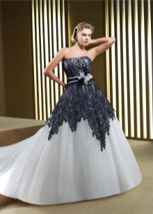wedding dress with black lace