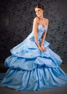 Буйна синя сватбена рокля