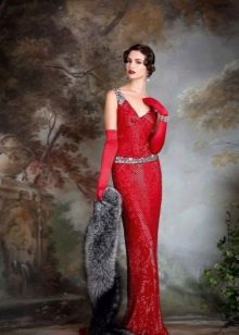 Raudona vintažinio stiliaus vestuvinė suknelė