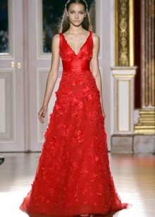 Vestido de novia rojo de encaje