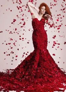 Vestido de novia rojo sirena