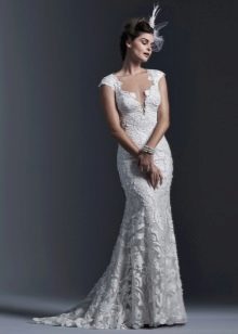 Lace Mermaid Wedding Dress na may Tren