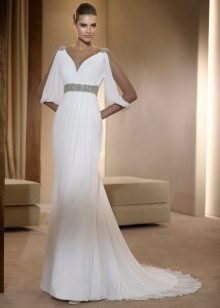 Greek wedding dress with bat sleeves