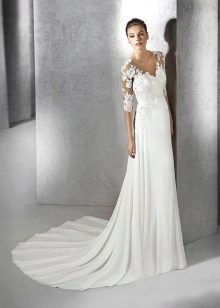 gaun pengantin lurus dengan lengan