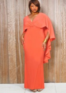 Coral evening dress for plump