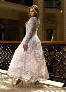 Luxusné pletené háčkované svadobné šaty