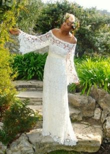 Crochet wedding dress with sleeves