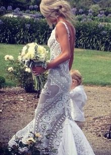 Vestido de novia de crochet recto