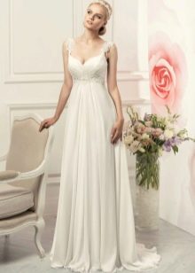 Empire wedding dress na may lace belt