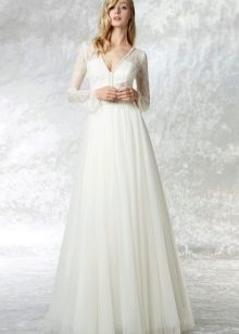 Gaun pengantin A-line dengan lengan