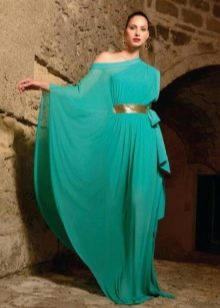 Gaun panjang berwarna turquoise petang