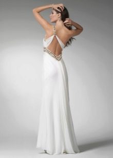 Бяла вечерна рокля без гръб