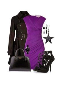 Eggplant dress with black accessories