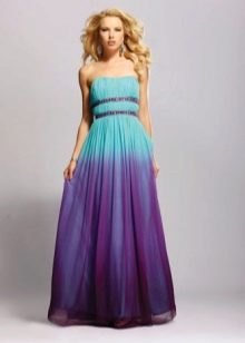 Vestido violeta y turquesa