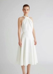 Gaun midi chiffon putih