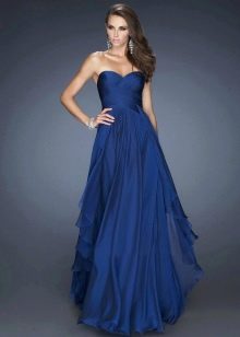 Duga večernja haljina u tamno plavoj boji