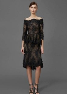Sheath dress evening knee-length lace black