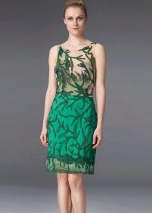 Green sheath midi evening dress