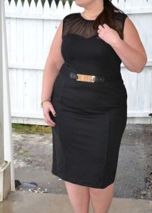 Černé midi pouzdrové šaty bez rukávů pro tlusté ženy