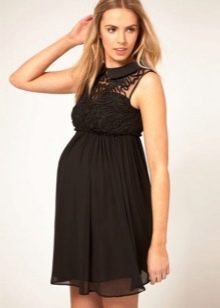 Черна къса рокля за бременни