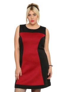 Rode en zwarte jurk voor zwaarlijvige vrouwen
