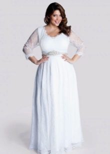 Lange witte jurk met hoge taille voor mollig