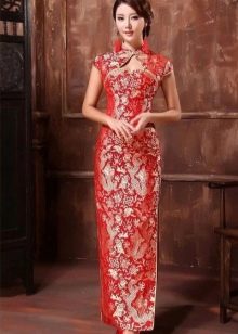 Dlhé červené šaty v čínskom štýle
