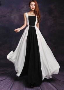 Zwart-witte lange jurk