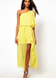 Krótka żółta szyfonowa sukienka