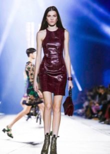 Leather dress leather asymmetric