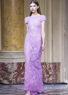 Guipure vloerlange jurk met koffer lila