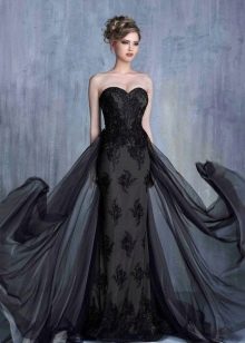 Crna večernja haljina od gipura