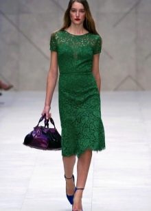 Midi haljina od smaragdne čipke
