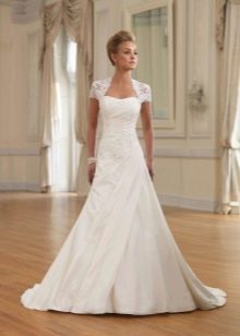 A-line wedding dress with lace inserts