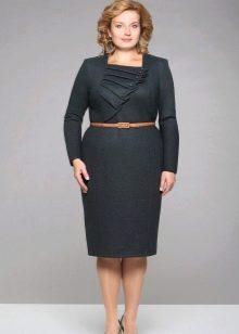 Sheath dress with decorative trim on the chest for obese women