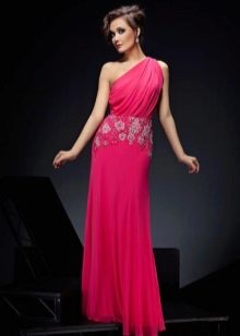 فستان طويل من الفيسكوز الوردي