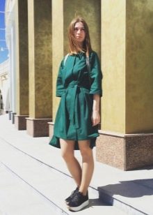 Rochie cămașă supradimensionată verde