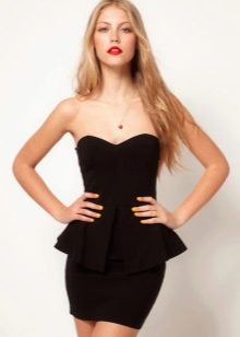 Κοντό μαύρο Peplum Bustier φόρεμα