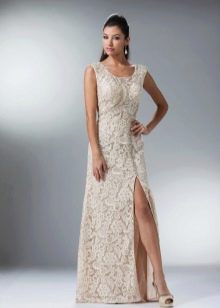 Lace milk dress with corset and rhinestones
