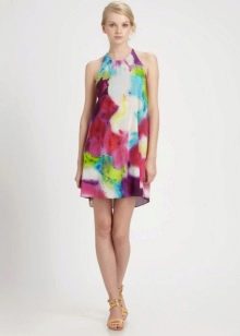 Sommer a-line kjole flerfarvet