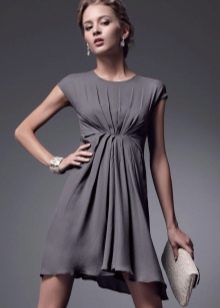 Siva draped kratka haljina visokog struka