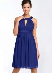 High-waisted dress with American neckline