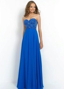 Синя рокля с висока талия