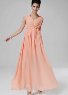 Peach højtaljet kjole