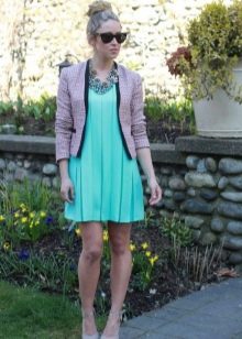 Pleated dress with short jacket