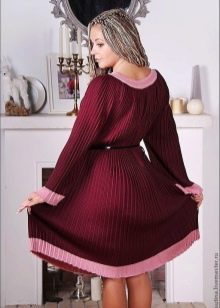 Warm pleated wool dress