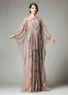 שמלת עטלף עם שרוול מתלקחות בצבע חום