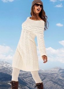 Knitted winter dress flared